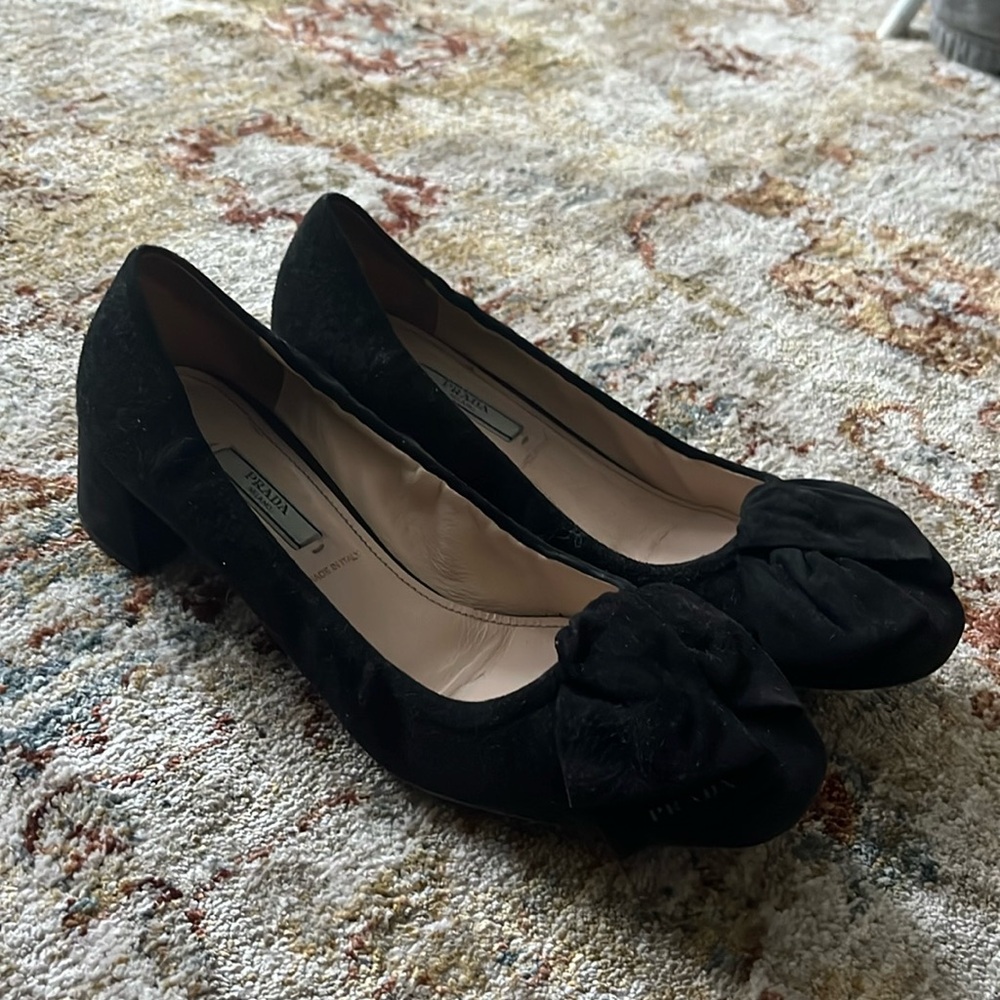 Prada black suede shoes